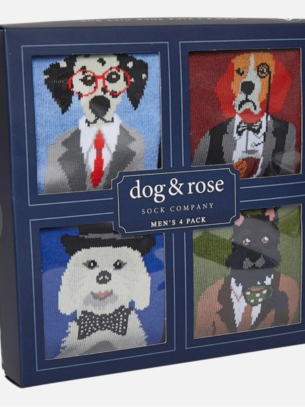 Men's 4-Pack dog & rose Novelty Socks - New in Box. Sz 8-12‎